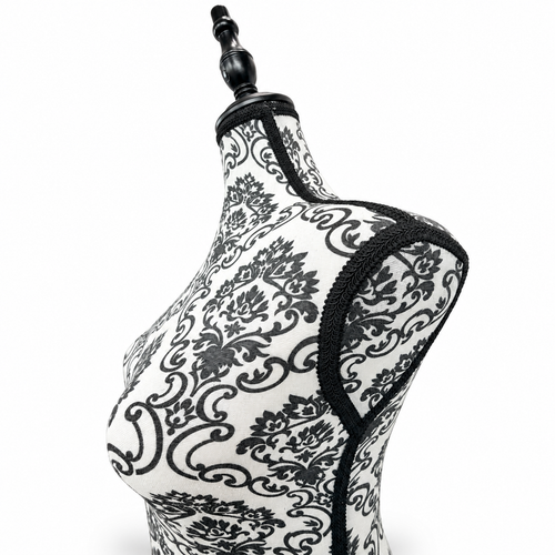 Black Floral Female Mannequin Torso with Adjustable Tripod Stand