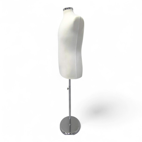 Male Display Bust Tailors Dummy – Adjustable Height, Chrome Base, Cream
