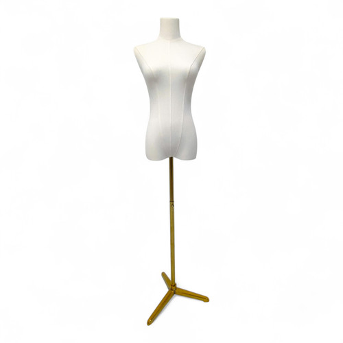 Luxury Female Dress Form with Wood Arms, full-height product view on a white background, open, centred square layout