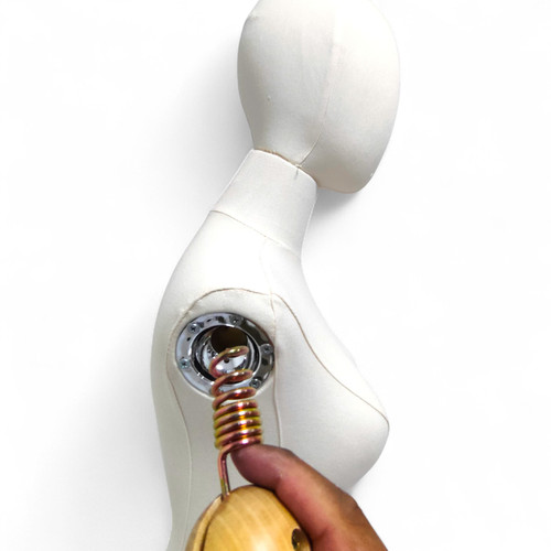 Luxury Female Dress Form with Wood Arms–Gold Stand, Adjustable, Tailor Mannequin