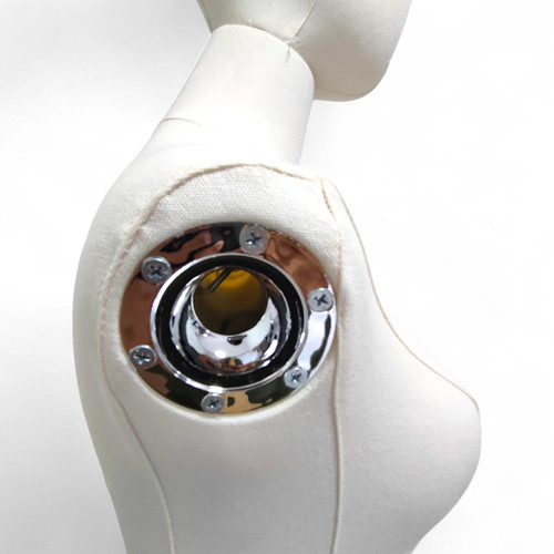 Luxury Female Dress Form with Wood Arms–Gold Stand, Adjustable, Tailor Mannequin