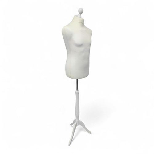 Male Tailors Mannequin Bust – Adjustable Dress Form, White Wood Base, UK Size 40