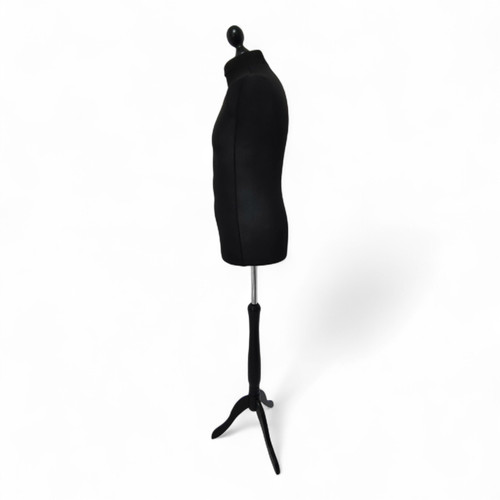 Male Tailors Mannequin Bust–Adjustable Dress Form,Black Wood Base,UK Size 40 BLK