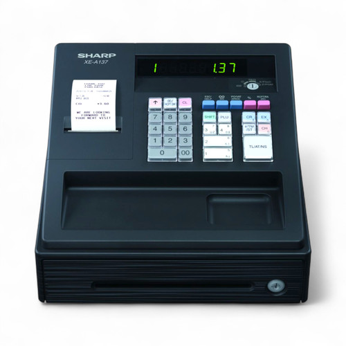 Sharp XEA137B Cash Register – Black POS Till, Thermal Printer, SD Backup, 200 PLUs