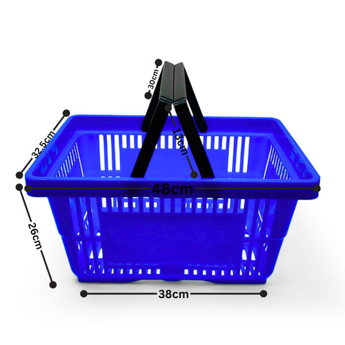 28L Blue Retail Shopping Basket –Strong HDPE with Foldable Handles, Stackable