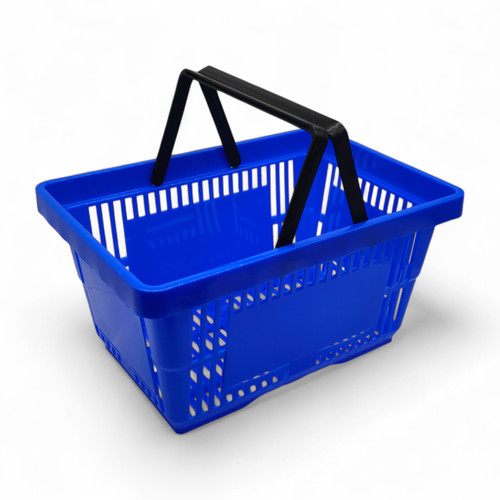 28L Blue Retail Shopping Basket, close product view on a white background, close product photograph