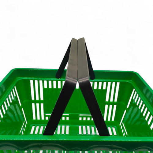 28L Green Retail Shopping Basket –Strong HDPE with Foldable Handles, Stackable