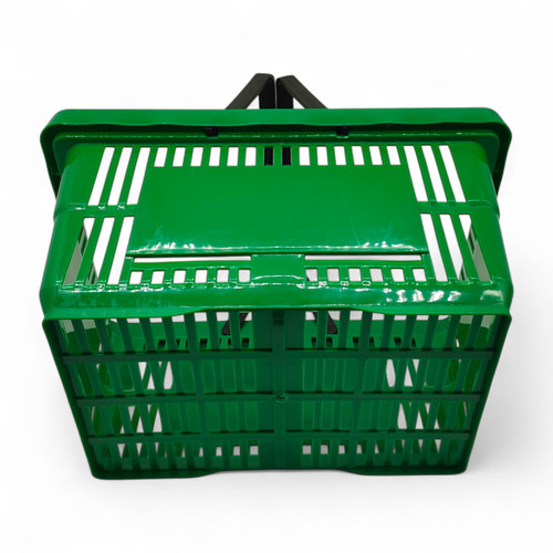 28L Green Retail Shopping Basket, close product view on a white background, balanced, centred square layout