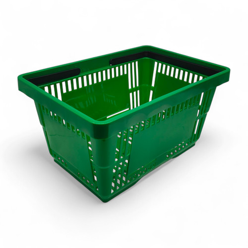 28L Green Retail Shopping Basket, product shown on a white background, standard product photograph