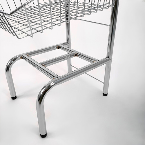 3 Tier Chrome Wire Basket Stand, close product view against a light background