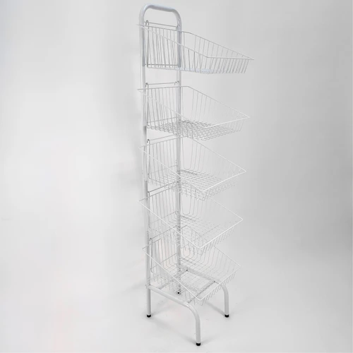 5 Tier White Wire Basket Stand, product shown against a light background