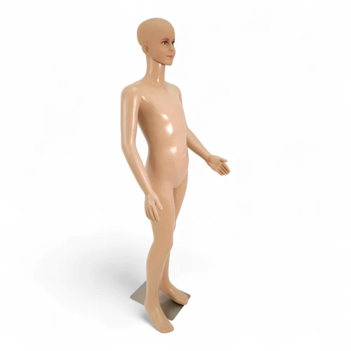 Child Mannequin 140cm – Skin Plastic Egg Head Display with Metal Base, full-height product photograph
