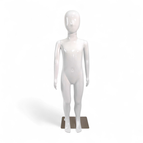 Child Mannequin 110cm –Glossy White Egg Head Display Model with Metal Base