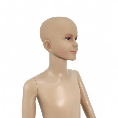 Close-up of the child mannequin's head and upper torso