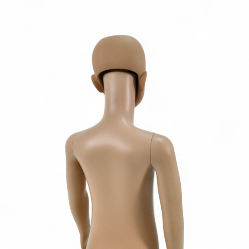 Rear close-up of the child mannequin's head and shoulders