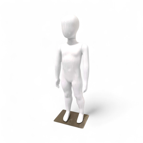 Child’s Gloss White Egg Head Mannequin 87cm, full-height product view on a white background, brightly lit product image