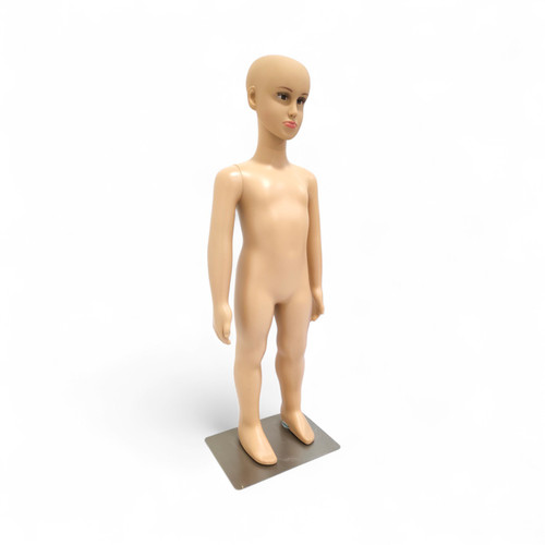 Realistic Full Body Adjustable Child Mannequin, full-height product view on a white background, balanced, centred square layout