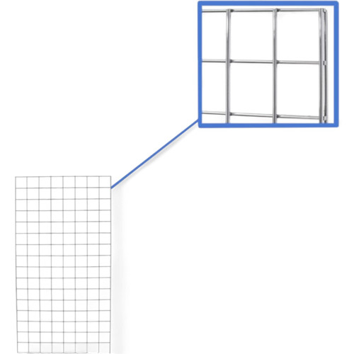 4ft Gridwall Mesh Panel Display Retail Shop Wall/Floor Chrome Stand, product shown against a light background, standard product photograph