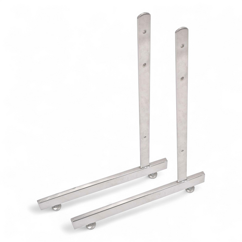 Pair of Chrome L-Legs for Grid Mesh Panels – Free Standing Retail Display Base
