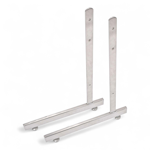 Pair of Chrome L-Legs for Grid Mesh Panels, product shown on a white background