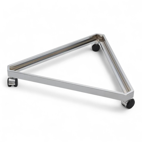 Triangular Chrome Base for Grid Mesh Panels, product shown on a white background