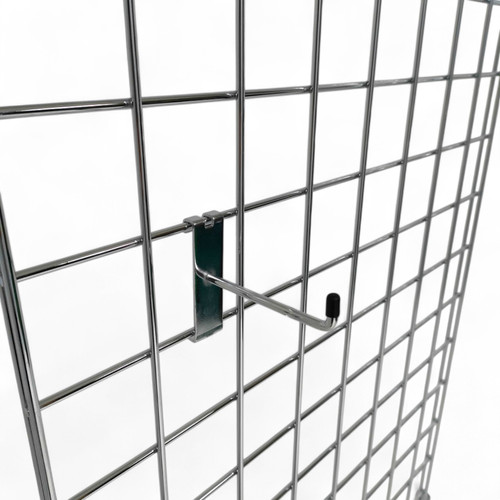 4" Chrome Single Prong Hook for Grid Mesh Panels – Retail Display Accessory