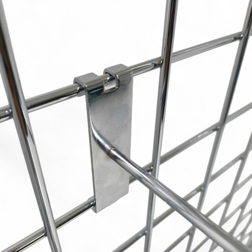 6" Chrome Single Prong Hook for Grid Mesh Panels – Retail Display Accessory