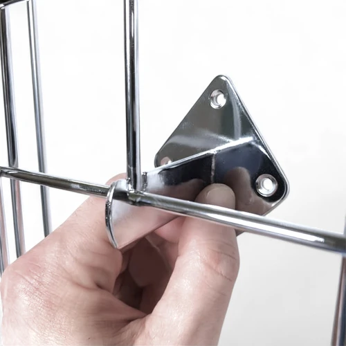 Wall Fix Bracket for Grid Mesh Panels, product shown against a coloured background, balanced, centred square layout