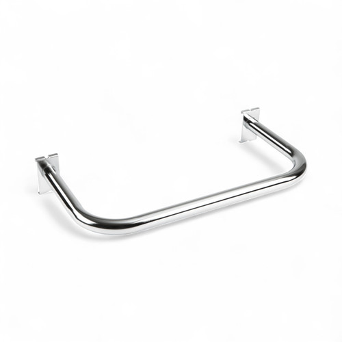 Gridwall D Rail for Garments – Chrome Hanging Display for Mesh Panels