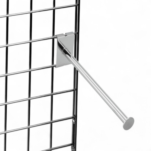Forward Arm with Round End for Grid Mesh Panels – 12" Chrome Display Bar