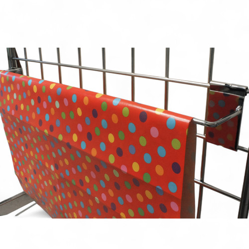 Gift Wrap Displayer for Grid Mesh Panels – Chrome Steel Holder for Retail Use