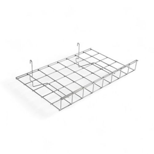 Straight Shelf with Lip for Gridwall Panels – 610mm Chrome Display Shelf