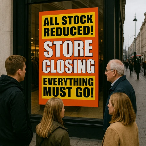 Store Closing Sale A1 Poster Retail Sign, printed product shown against a coloured background