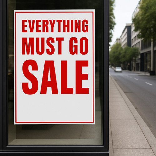 Everything Must Go Sale A1 Poster – Bold Red Retail Sign, Durable, Easy to Hang