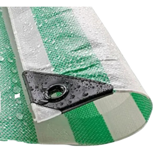 Green White Striped Tarpaulin 170GSM – Waterproof Market Stall Cover, UV Protected