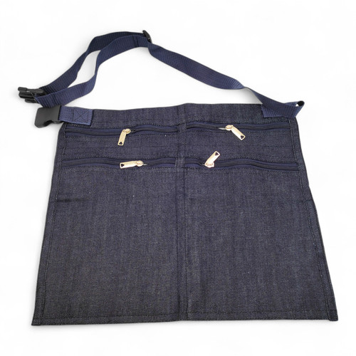 Market Stall Money Belt – 6 Pockets, Adjustable Strap, Blue Denim Trader Apron