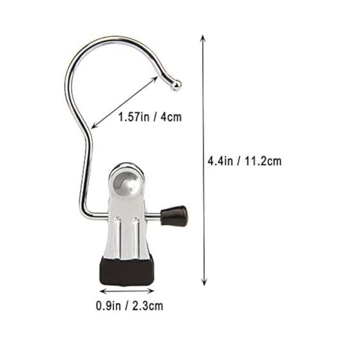 Single Clip Metal Hangers Chrome Hook Clips for Shoes Towels Socks-100 pieces, product shown on a white background, brightly lit product image