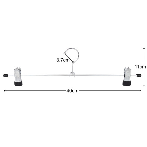 30cm Metal Hanger with 2 Adjustable Clips Chrome Finish Box of 100 Multi-Purpose