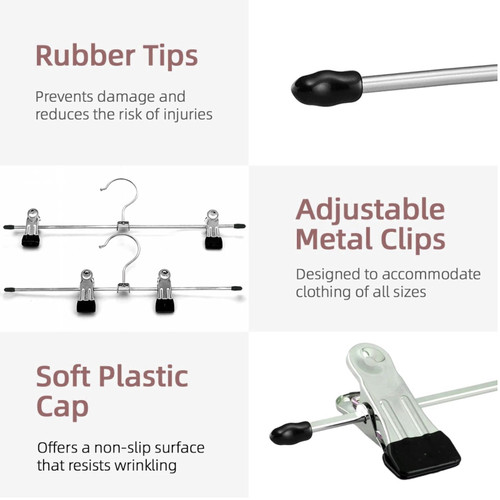 40cm Metal Hanger with 2 Adjustable Clips Chrome Finish Box of 100 Multi-Purpose