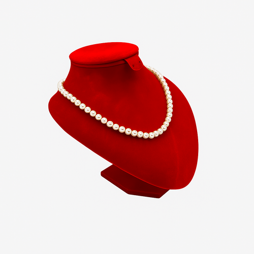 Red Velvet Jewellery Easel Necklace Chain Display Bust Stand Tower Rack for Home, product shown on a white background, balanced, centred square layout