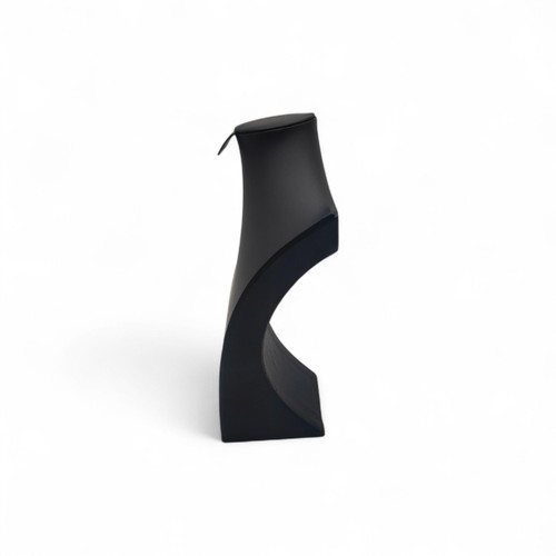 Black Leatherette Necklace Bust Display Stand for Jewellery Shop or Home Use, product shown on a white background, open, centred square layout