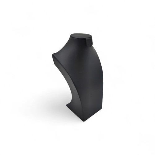 Black Leatherette Necklace Bust Display Stand for Jewellery Shop or Home Use, product shown on a white background, brightly lit product image