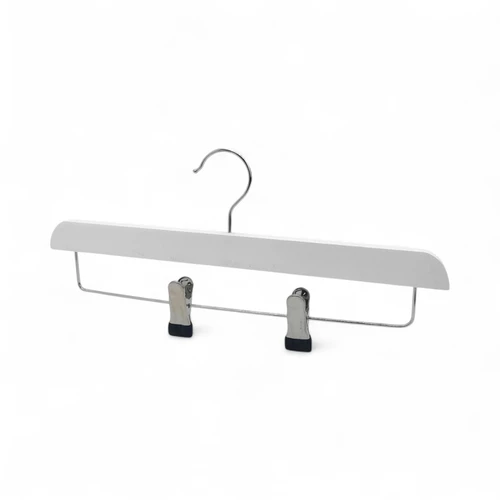 Natural Wooden Trouser Skirt Clip Hanger 36cm with Adjustable Chrome Clips, product shown on a white background, gallery image 10 of 11