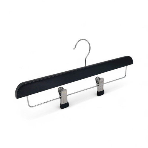 Natural Wooden Trouser Skirt Clip Hanger 36cm with Adjustable Chrome Clips