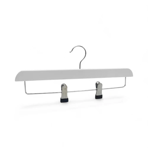 Natural Wooden Trouser Skirt Clip Hanger 36cm with Adjustable Chrome Clips, product shown on a white background, gallery image 11 of 11