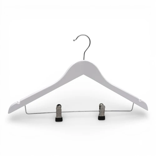 Wooden Coat Hanger 44.5cm with Clips & Notches for Suits Jackets Skirts, product shown on a white background, gallery image 29 of 36