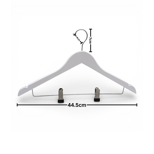 Wooden Coat Hanger 44.5cm with Clips & Notches for Suits Jackets Skirts