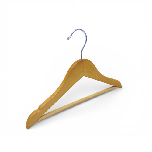 Wooden Children’s Hanger 32cm with Bar & Notches for Clothes Storage