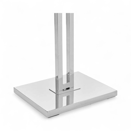 Chrome Clothes Display Stand Adjustable 2 Arm Rail Straight & Waterfall Arms