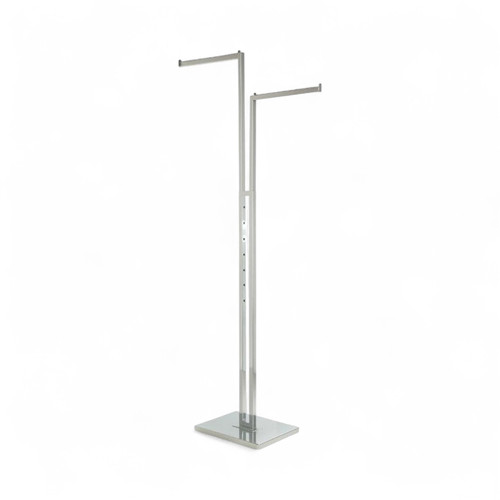 Chrome Clothes Display Stand 2 Straight Arms 405mm Length Adjustable Height